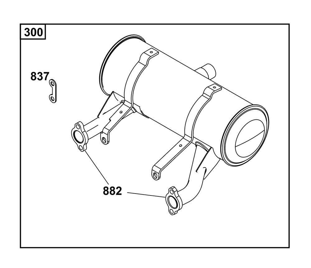 Model 29, 30, 35 And 38 Engine Accessories Catalog / Center Outlet Mufflers Diagram and Parts List for 305446-0639-F1  Briggs and Stratton Engine